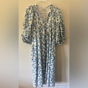 Saule Parc Womens Mercer Midi Dress Blue Green Floral Size XS